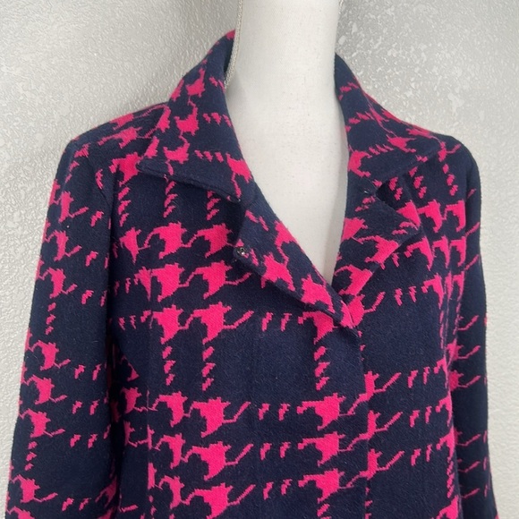 Blue & Pink Houndstooth Super Soft Button Down Sweater Jacket Size Small - Picture 2 of 4